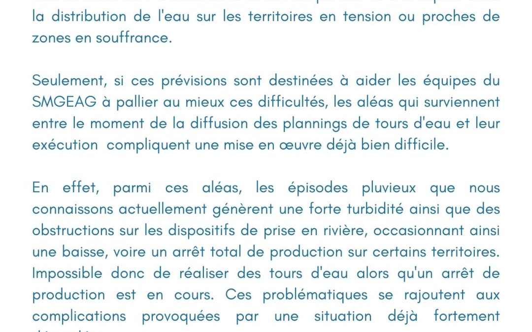 Respecter strictement les plannings de tours d’eau établis : une vraie difficulté