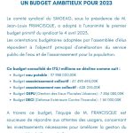 Budget 2023 du SMGEAG