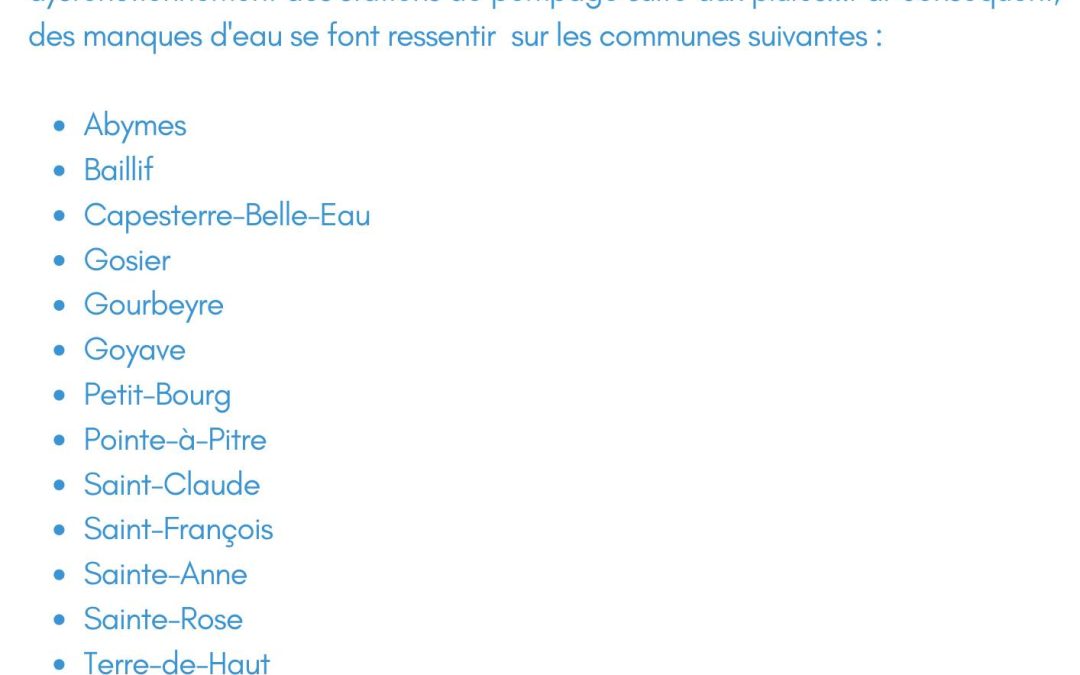 Communiqué général suite aux précipitations de ces derniers jours