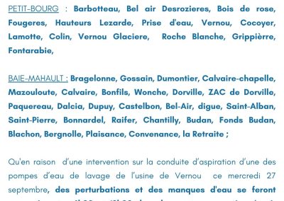 Communiqué  du 26 septembre 2023 : Travaux Baie-Mahault et Petit-Bourg le mercredi 27 septembre 2023