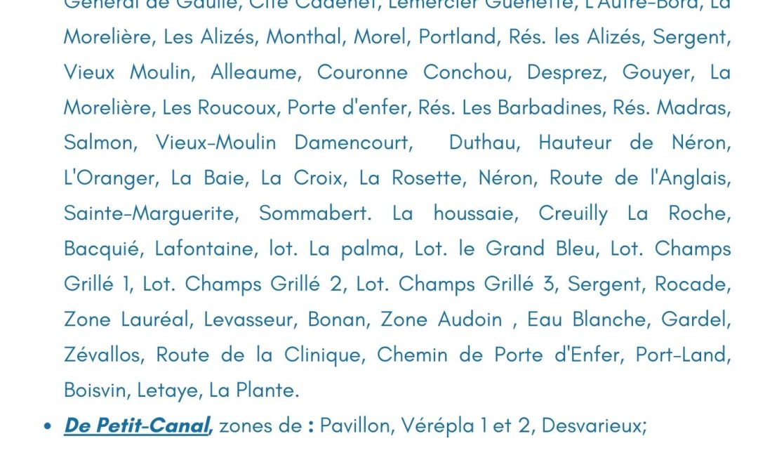 Communiqué du 10 octobre -Travaux à l’usine de traitement de Desvarieux au Moule le 11 octobre 2023