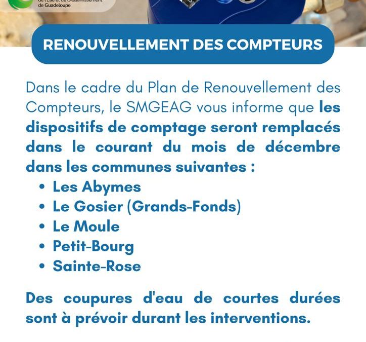 Opération de renouvellement des compteurs durant le mois de décembre