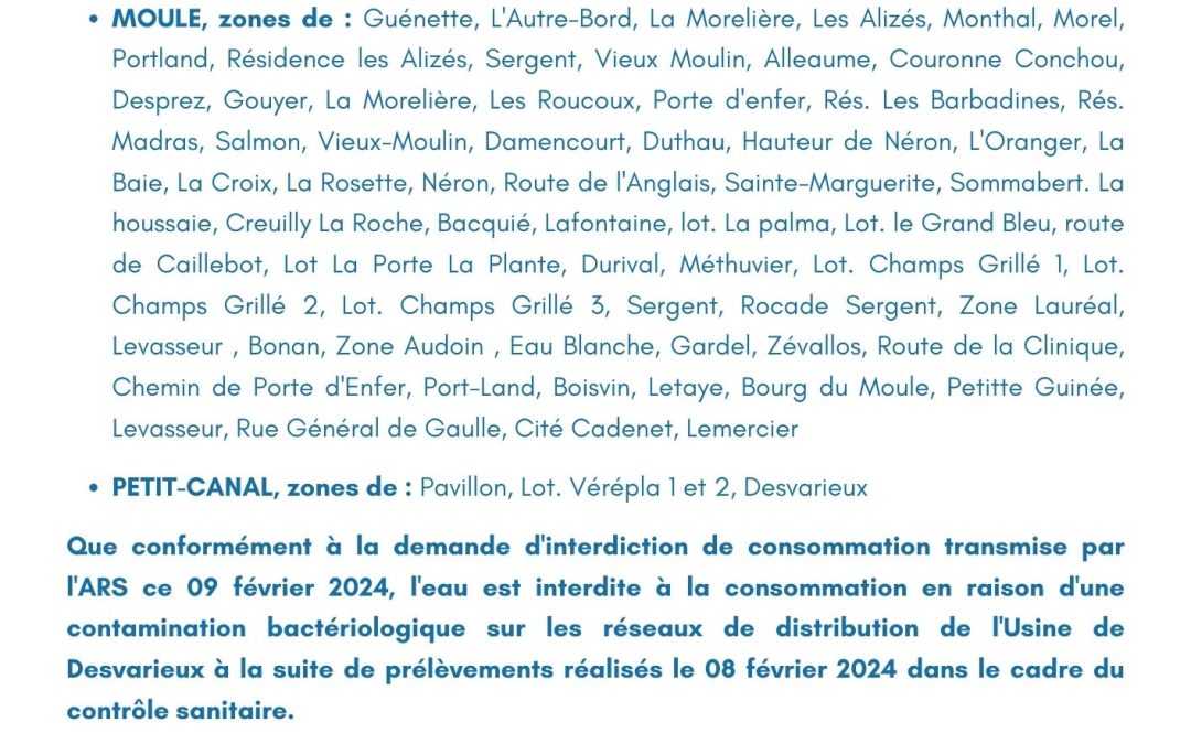 Communiqué Le Moule et Petit-Canal