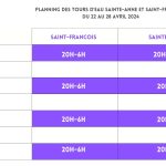 Planning des tours d’eau Sainte-Anne et Saint-François jusqu’au 28 avril
