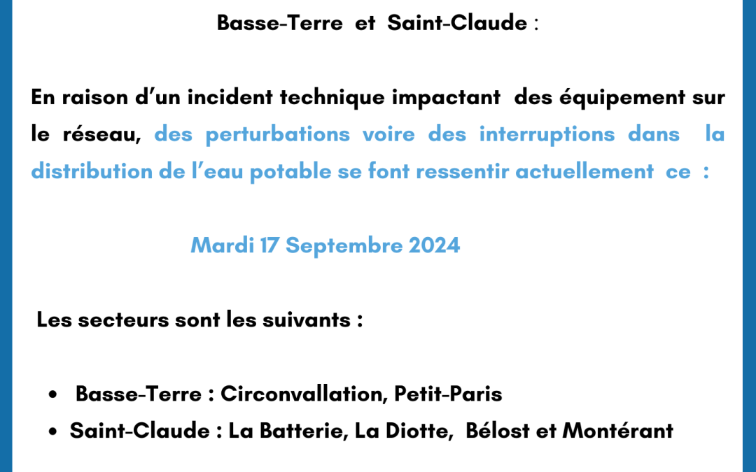 Communiqué : Basse-Terre et Saint-Claude