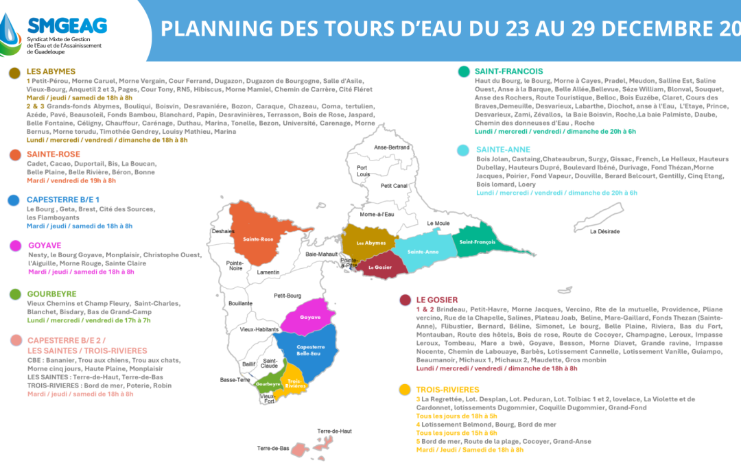 Nouveau planning des tours d’eau du 23 au 29 décembre