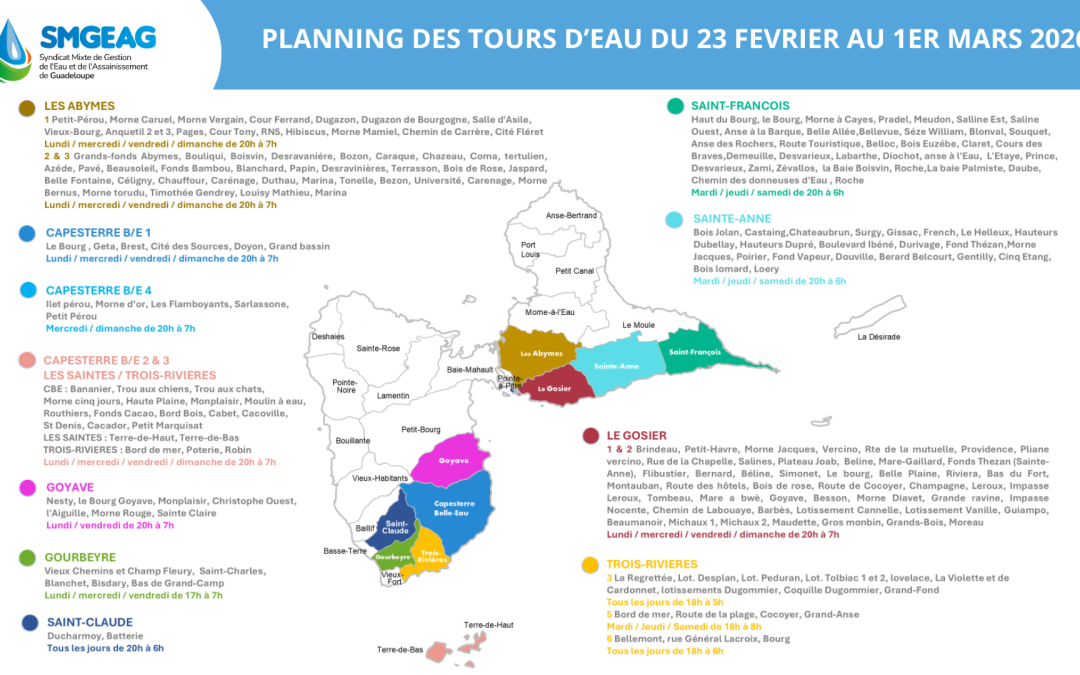 Planning des tours d&rsquo;eau du 23 février au 1er mars 2026