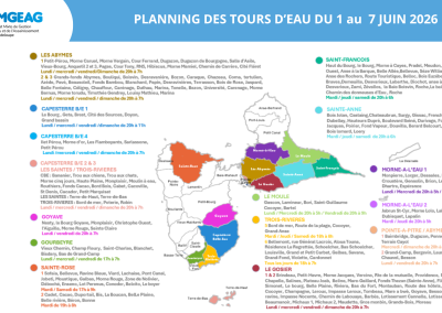Planning des tours d’eau du 1er au 7 juin 2026