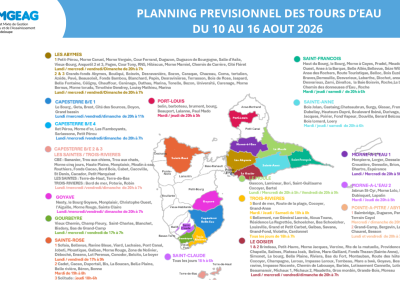 Planning prévisionnel des tours d’eau du 10 au 16 Aout
