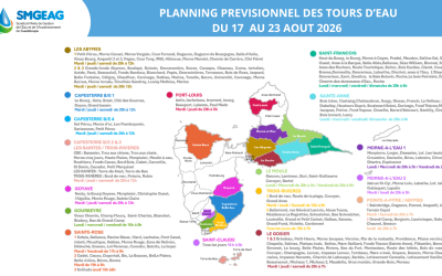 Planning des tours d&rsquo;eau du 17 au 23 août 2026