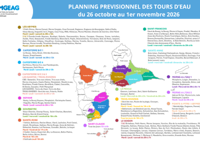 Planning des tours d’eau du 26 octobre au 1er novembre 2026